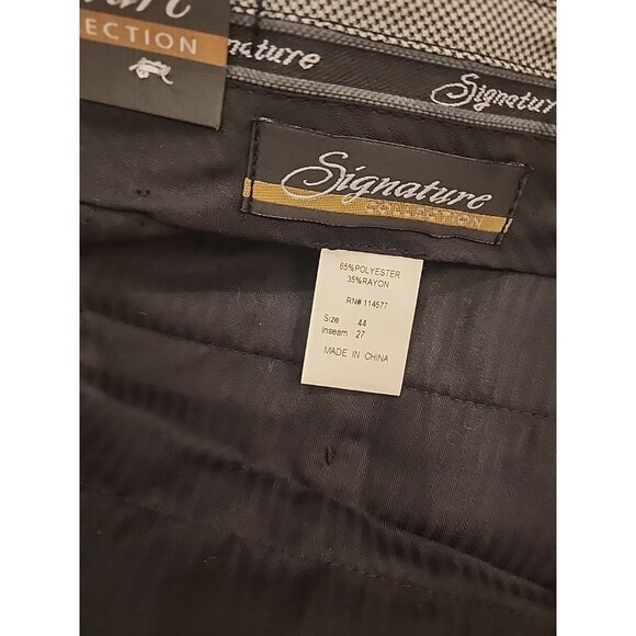 SIGNATURE mens size 44 - 46  x 27 - 29 Expandable waist length black dress pants - Picture 9 of 11